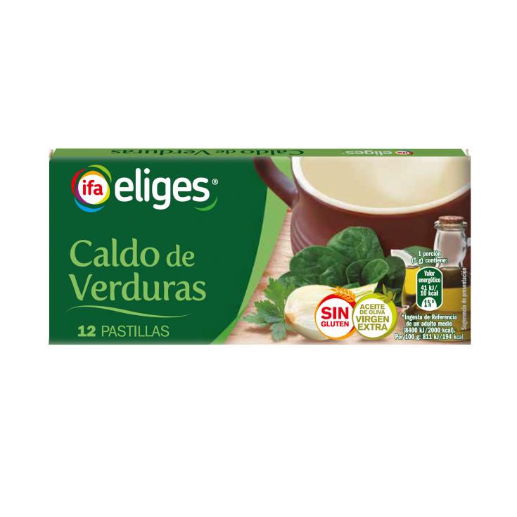 Caldo de verduras 12 pastillas - Eliges - 120g