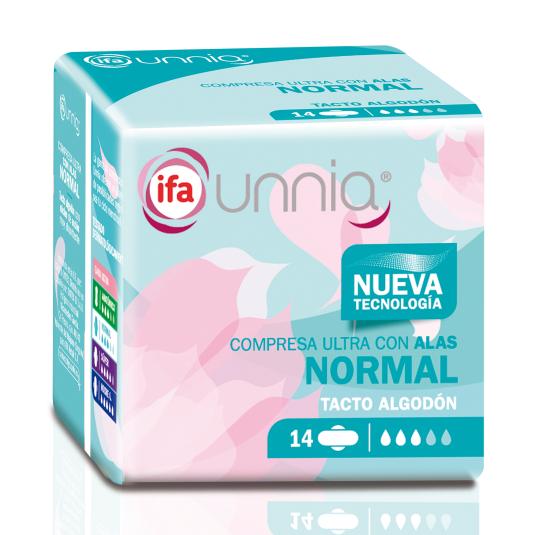 Compresa Ultra con Alas Normal - Unnia - 14 uds