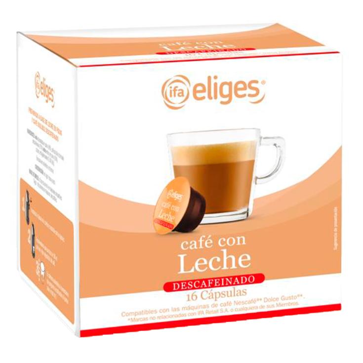 Café cápsulas con leche Descafeinado - Eliges - 16 uds