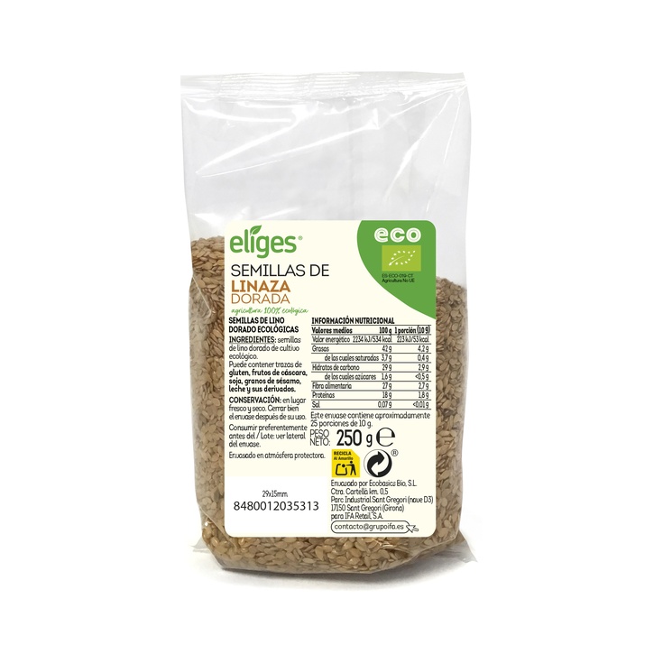 Semillas de lino dorado de cultivo ecológico