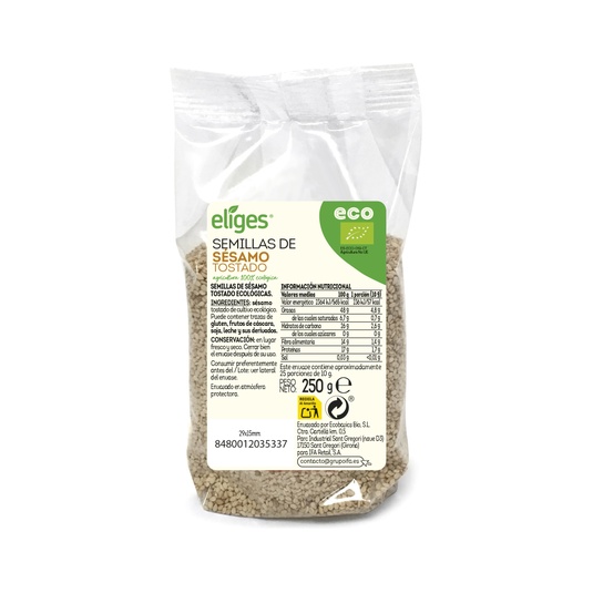 Semillas de sésamo tostado de cultivo ecológico