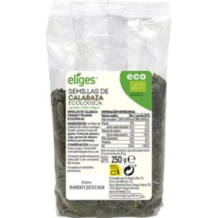 Semillas de calabaza crudas y peladas de cultivo ecológico