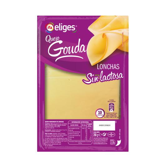 Queso en lonchas gouda sin lactosa - Eliges - 200g