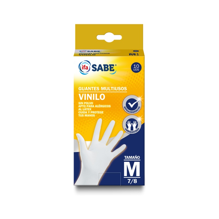 Guantes multiusos vinilo sin polvo mediano caja 10 unidades