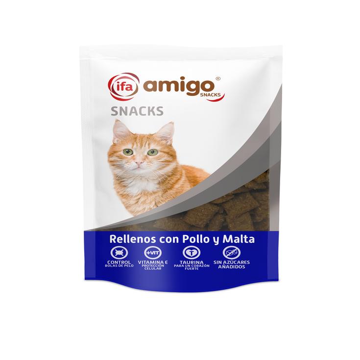 Snacks para gatos relleno de pollo y malta