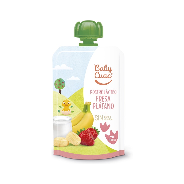 Yogurt liquido infantil de fresa y plátano pouch de 100g