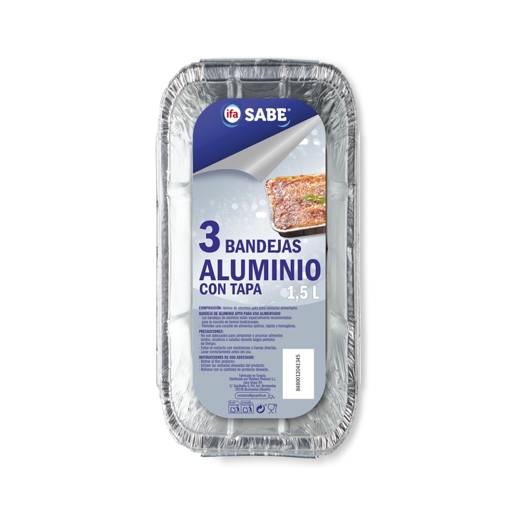 Molde de aluminio rectangular 1,5L 3 unidades