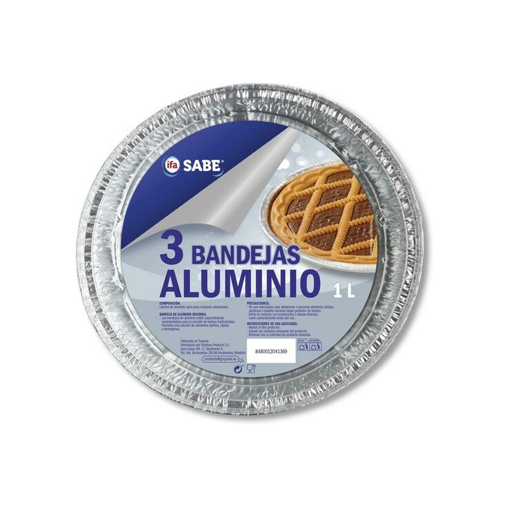 Molde de aluminio redondo de 1,3L 3 unidades