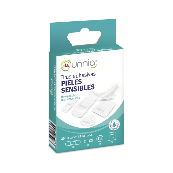 Tiras adhesivas pieles sensibles caja 20 uds