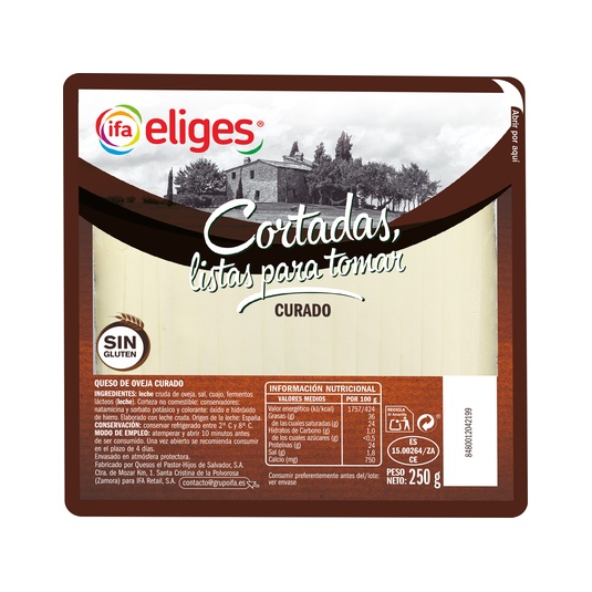 Queso curado de oveja cortado cuña 250g