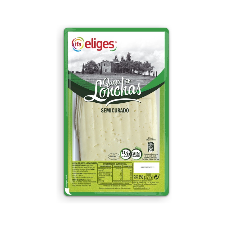 Queso en lonchas semicurado mezcla 250g