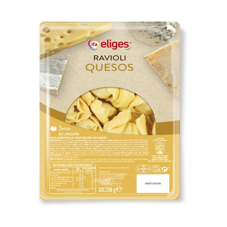 Ravioli al huevo relleno de quesos