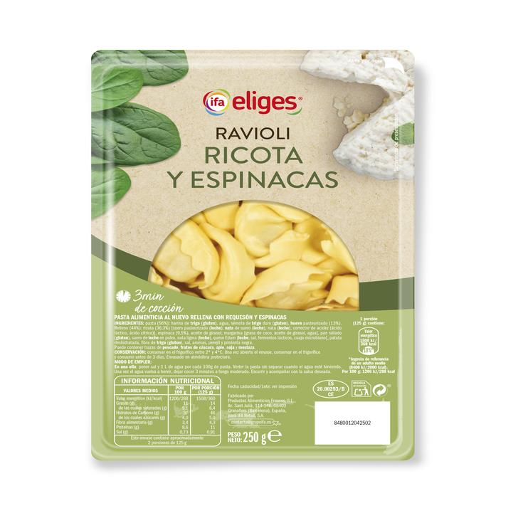 Raviolis rellenos de ricotta y espinacas