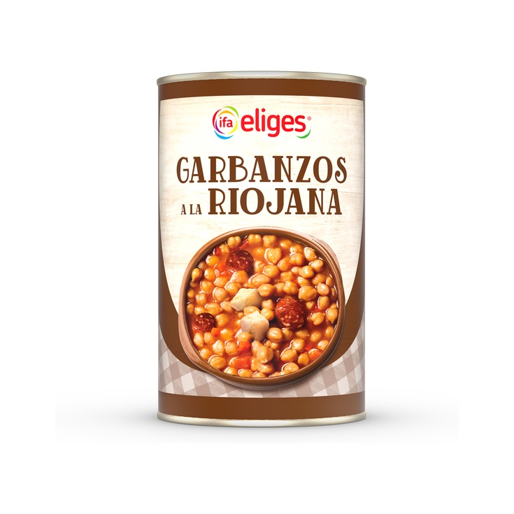 Garbanzos a la riojana en lata de 500g