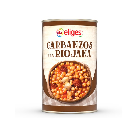 Garbanzos a la riojana en lata de 500g
