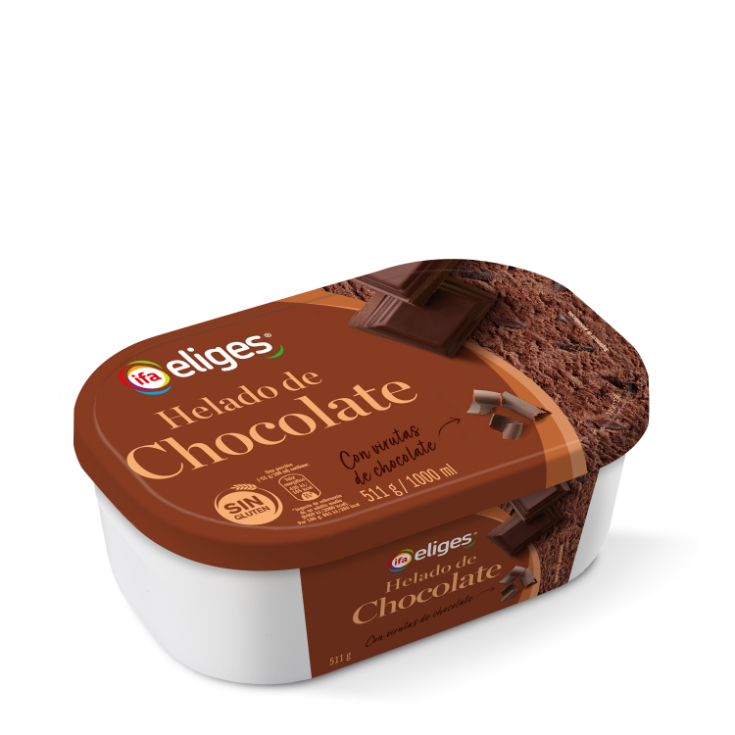 Tarrina de helado de chocolate