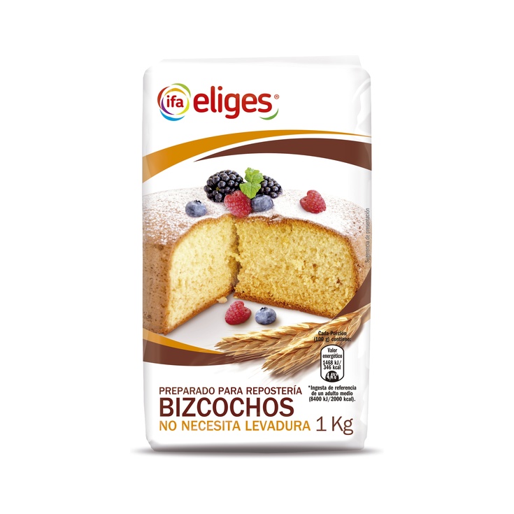 Harina para bizcochos con levadura bolsa de 1kg