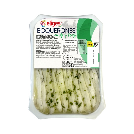 Boquerones aliñados con ajo y perejil 80g