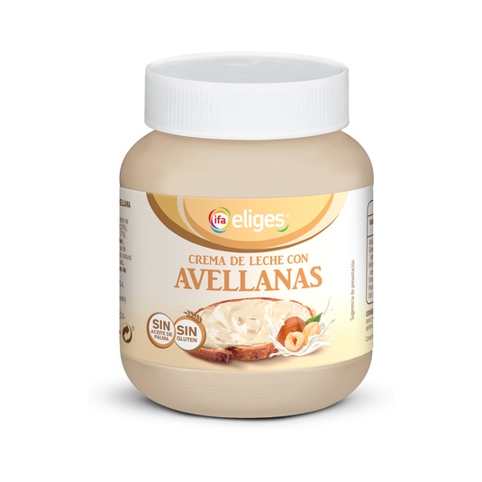 Crema de leche y avellanas en tarro