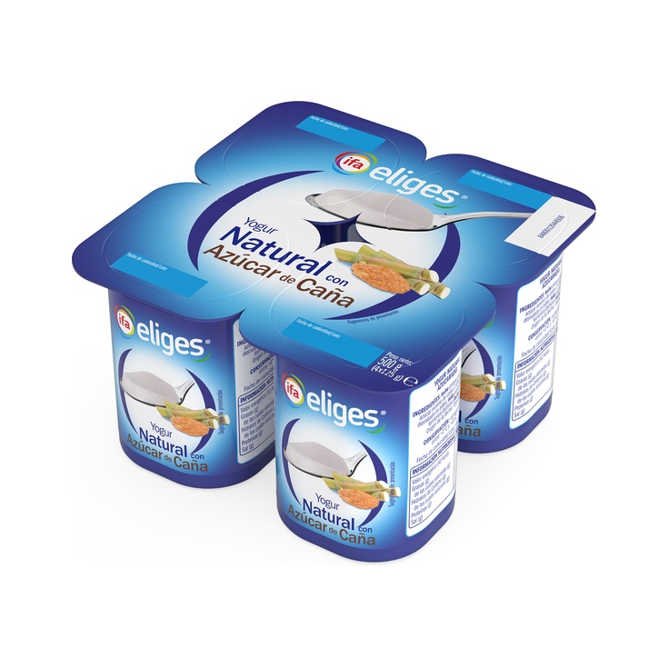 YOGUR NATURAL CON AZUCAR DE CAÑA PACK 4X125G