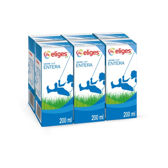 Leche entera pack de 6 x 200ml