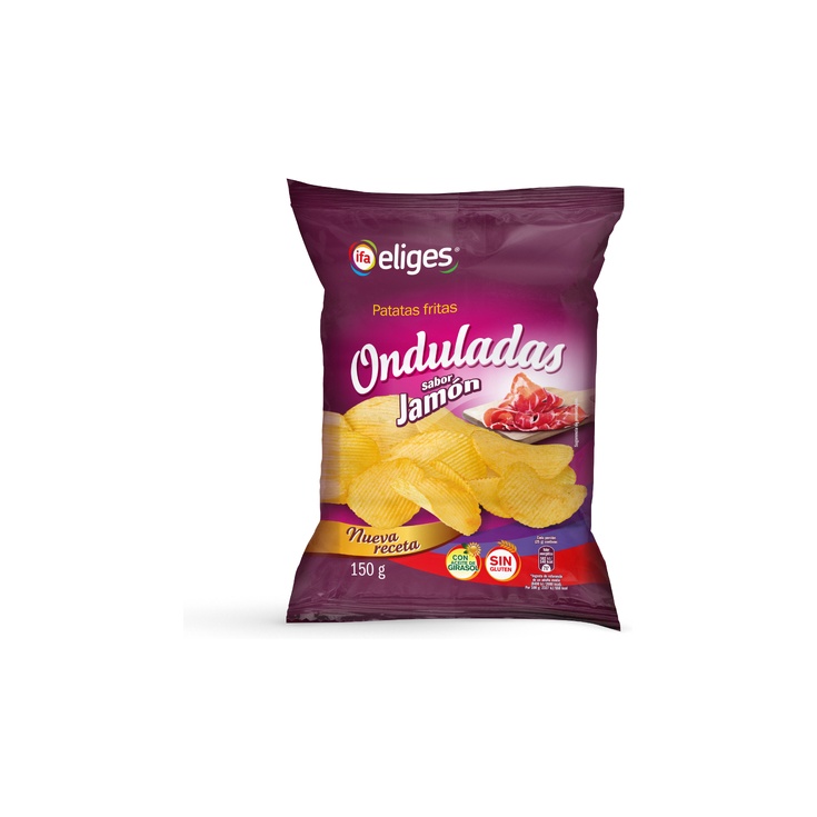 PATATAS FRITAS ONDULADAS JAMON BOLSA 150G