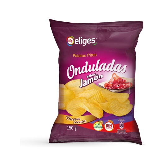PATATAS FRITAS ONDULADAS JAMON BOLSA 150G
