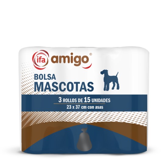 BOLSA HIGIENICA MASCOTAS 23X37CM ROLLO 3X15 UDS