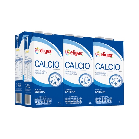 Leche entera calcio pack de 6x 1L