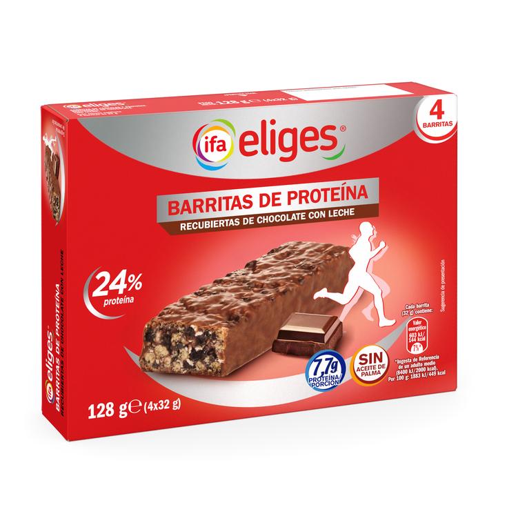 Barritas de proteínas bañadas en chocolate con leche