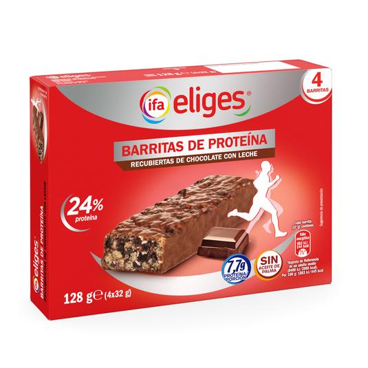 Barritas de proteínas bañadas en chocolate con leche
