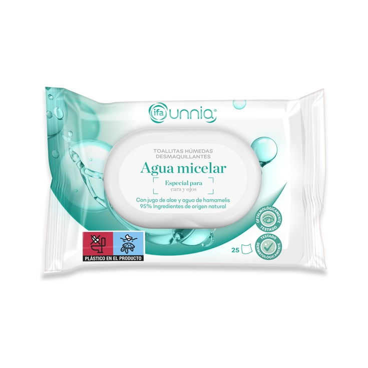 Toallitas Húmedas Desmaquillantes Micelares con Tapa 25 Unid
