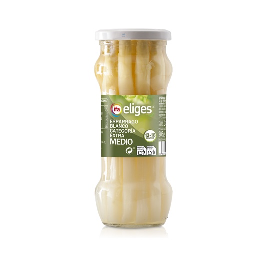 Espárragos Blancos Extra Medios Calibre 13 a 16 Frasco 330 g