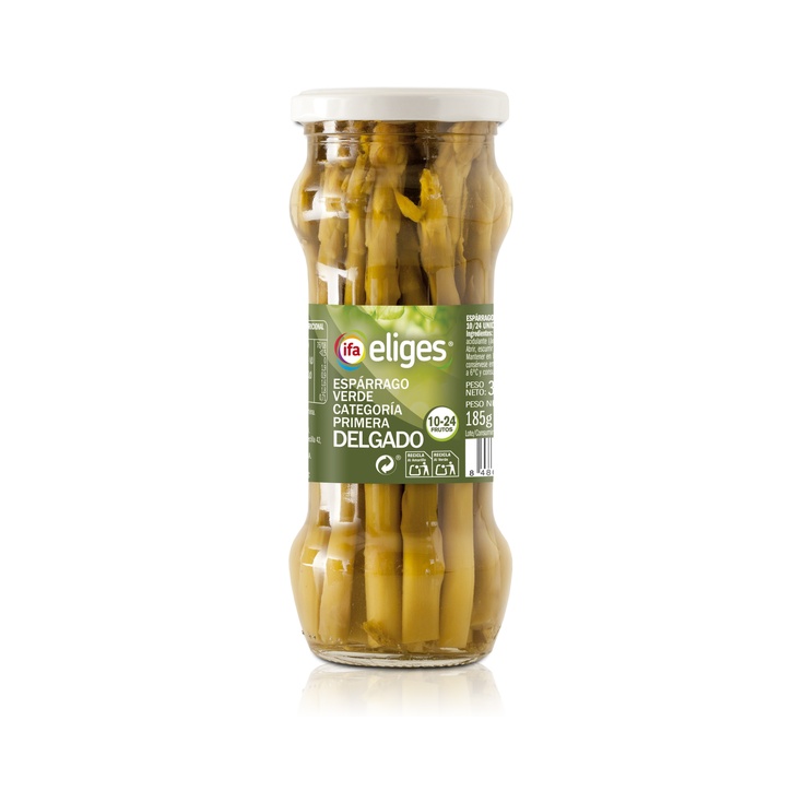 Espárragos Verdes delgados Calibre 10 a 24 Frasco 345 g