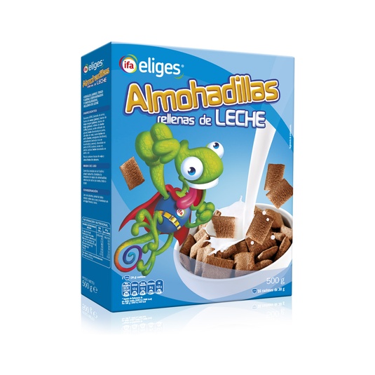 Almohadillas de Cereal Rellenas de Leche Estuche 500 g