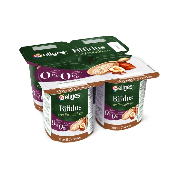 YOGUR BIFIDUS MUESLI CEREALES 0% M.G. 0% AZUCARES AÑADIDOS 