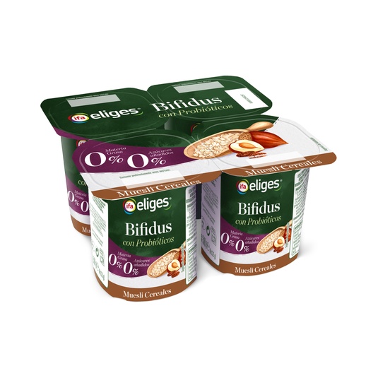 YOGUR BIFIDUS MUESLI CEREALES 0% M.G. 0% AZUCARES AÑADIDOS 