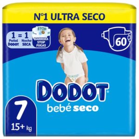 Pañales bebé seco Talla 7 - 60 uds