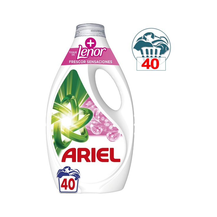 Detergente líquido + toque de Lenor Frescor Sensaciones