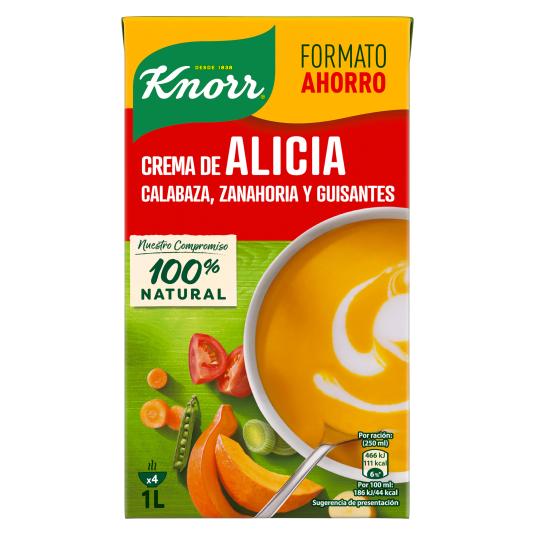 Crema Alicia Calabaza, Zanahoria y Guisantes - Knorr - 1l