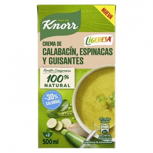 Crema de calabacín , espinacas y guisantes Knorr - 500ml