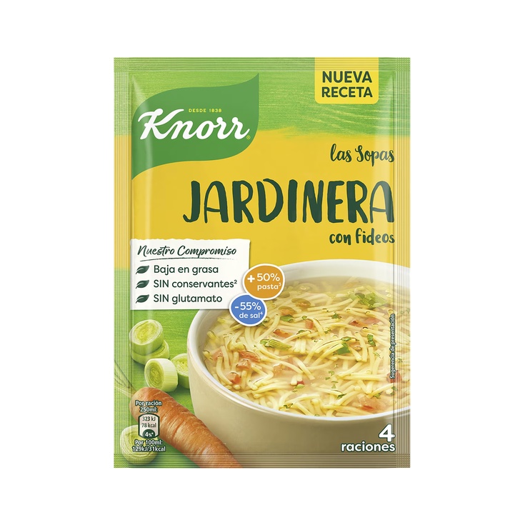 Sopa jardinera con fideos