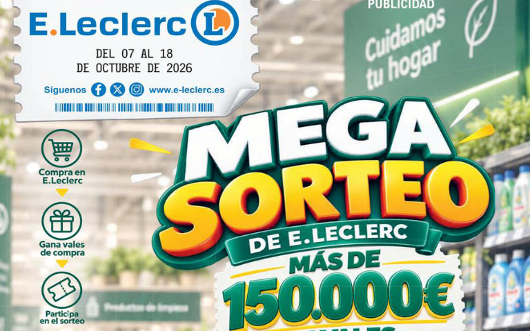 Mega Sorteo de E.Leclerc: más de 150.000 € en vales de compra. Consulta el folleto de ofertas de E.Leclerc Soria